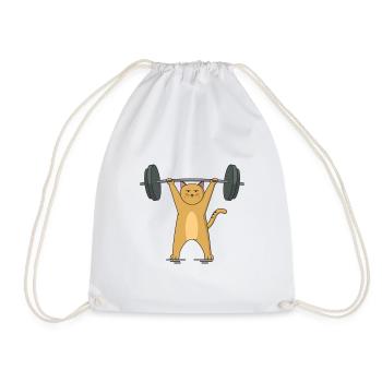 Katze Barbell - Turnbeutel - Weiß - Vorne