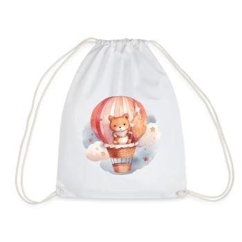 Bébé ours rouge avec ballon et nuages, aquarelles - Sac de sport léger - blanc - Devant