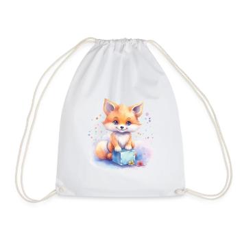 niedlicher, Baby Fuchs handgemalt, Wasserfarben - Turnbeutel - Weiß - Vorne