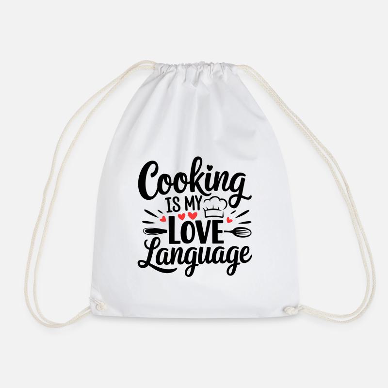 Cooking is my love language - Drawstring Bag - white