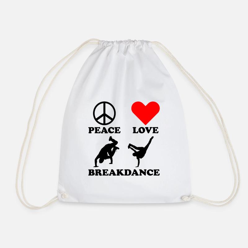 Breakdance Peace Love für Jungs Breakdancer - Turnbeutel - Weiß