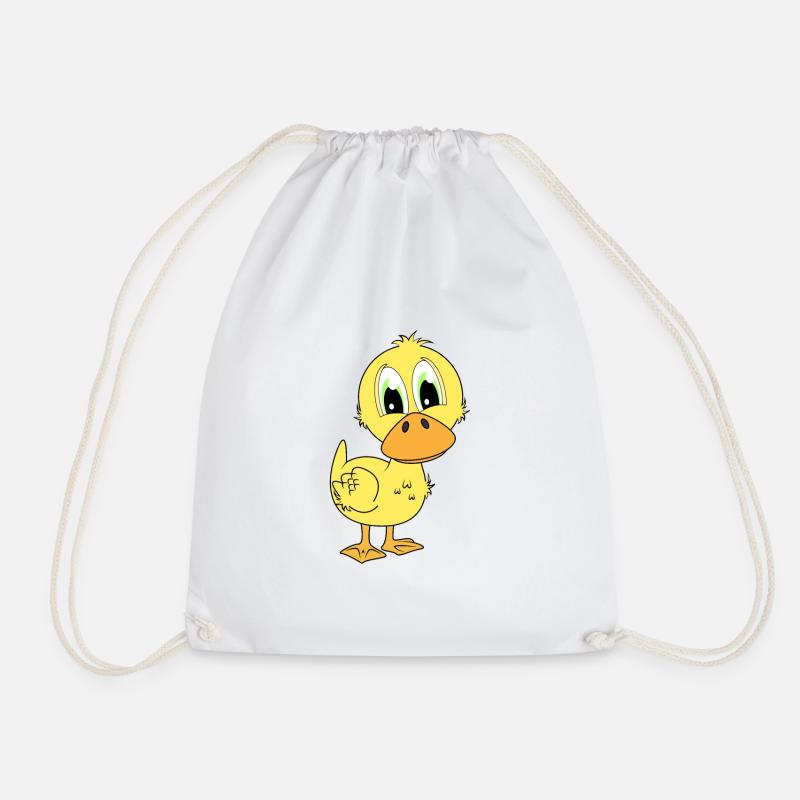 Duck yellow duck small cute for kids - Drawstring Bag - white