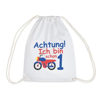 Geburtstagsshirt 1 jahr Motorrad baby Jungen - Turnbeutel - Weiß - Vorne