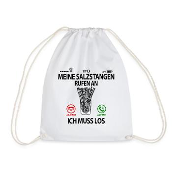 Salzstangen Knabberzeug Spruch lustig Witzig - Turnbeutel - Weiß - Vorne