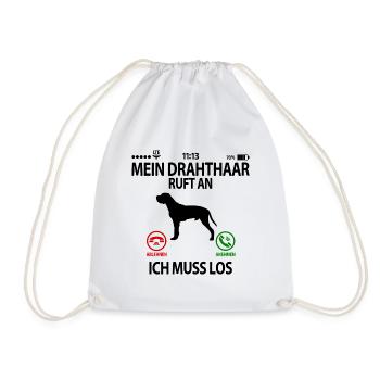 Deutsch Drahthaar Geschenkidee Lustig Spruch - Turnbeutel - Weiß - Vorne