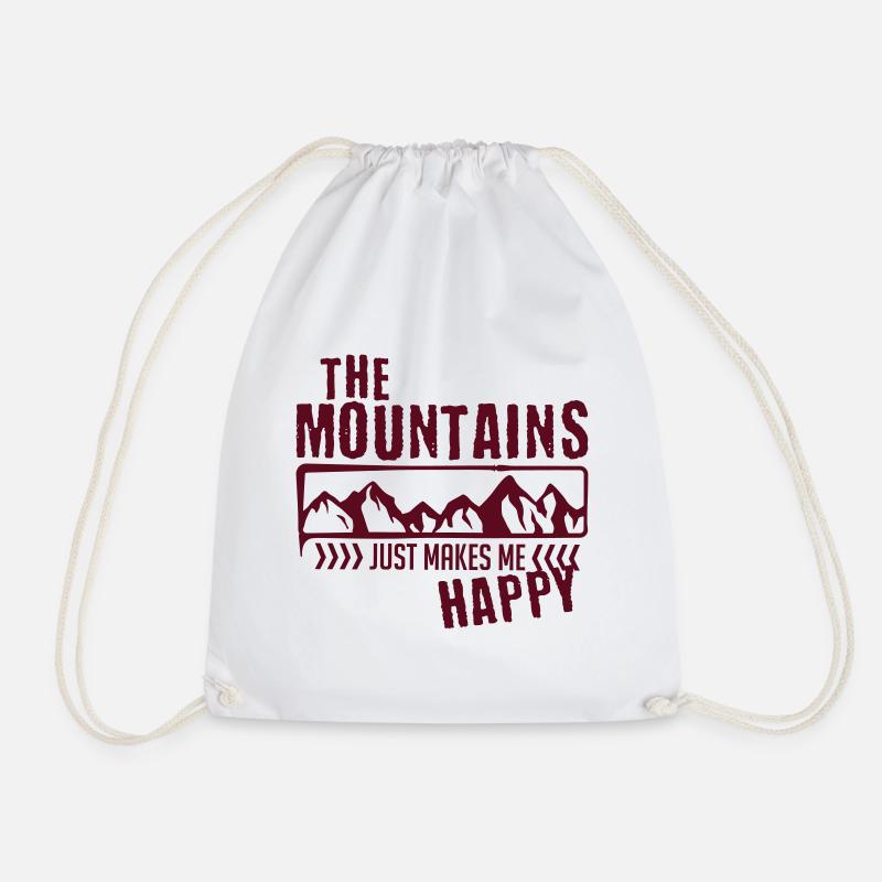 Mountains make happy - mountain - Drawstring Bag - white