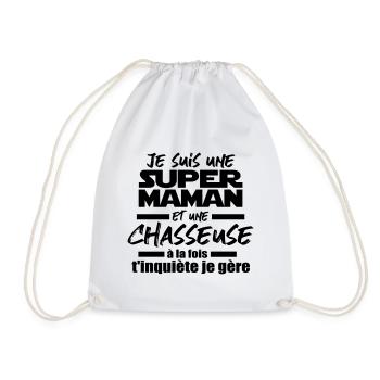 je suis une super maman et chasseuse - Sac de sport léger - blanc - Devant