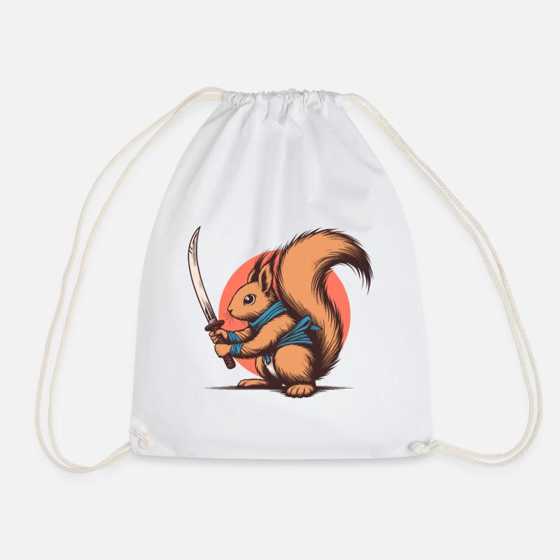 Squirrel Blade Funny Animals - Drawstring Bag - white