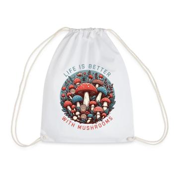 Life is better with Mushrooms - Drawstring Bag - white - Front