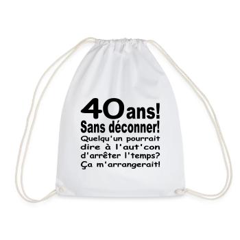 40 ans / anniversaire 40 ans / t-shirt 40 ans - Sac de sport léger - blanc - Devant