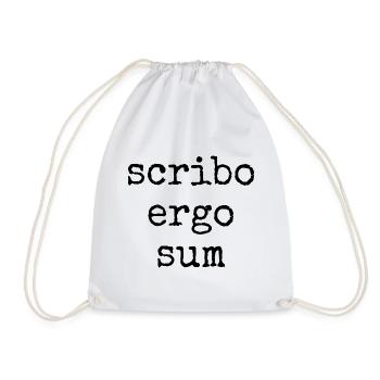 scribo ergo sum - I write, therefore I am - Drawstring Bag - white - Front