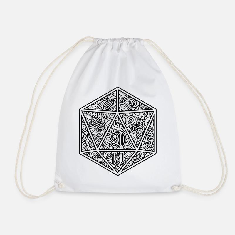 W20 Dice Ornament RPG Würfel Design - Turnbeutel - Weiß