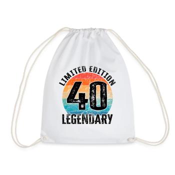 Happy Birthday - 40th birthday - Drawstring Bag - white - Front