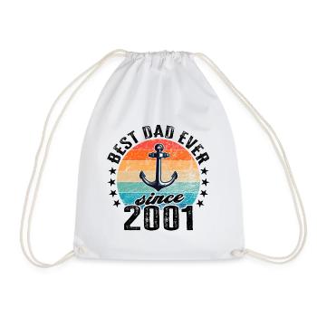 Best dad in the world since 2001 anchor - Drawstring Bag - white - Front