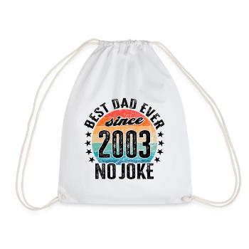 Best dad in the world since 2003 No Joke - Drawstring Bag - white - Front