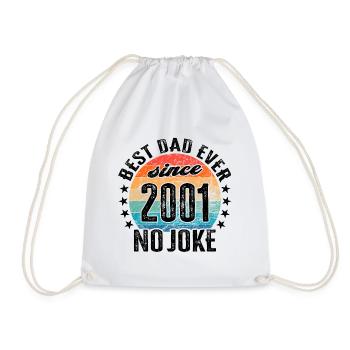 Best dad in the world since 2001 No Joke - Drawstring Bag - white - Front