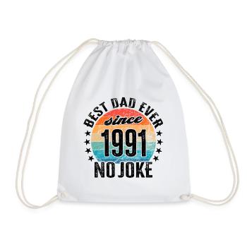 Best dad in the world since 1991 Father's Day - Drawstring Bag - white - Front