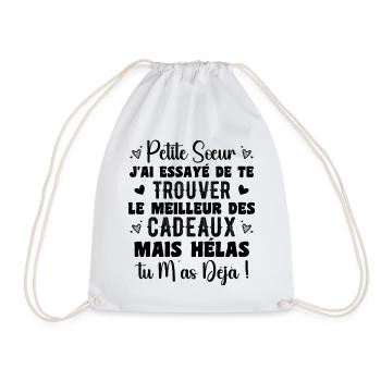 Little Sister Gift Funny Quote - Drawstring Bag - white - Front