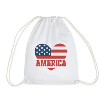 America Flag Heart - Drawstring Bag - white - Front