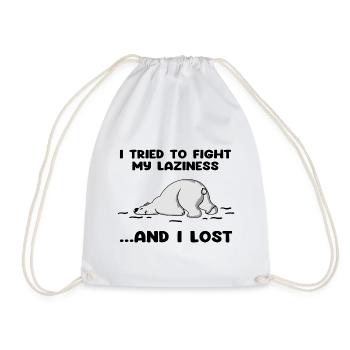 I Tried To Fight My Laziness And I Lost - Drawstring Bag - white - Front