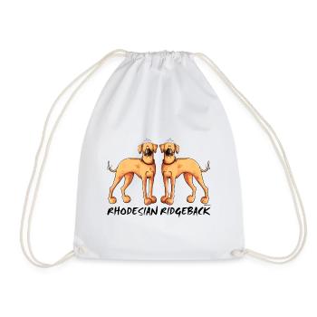 Two Rhodesian Ridgeback - Drawstring Bag - white - Front