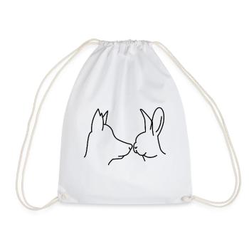 Dog sniffing - Drawstring Bag - white - Front