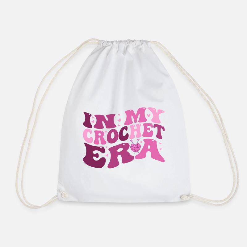 In My Crochet Era Funny Crocheting Funny Crocheter - Drawstring Bag - white