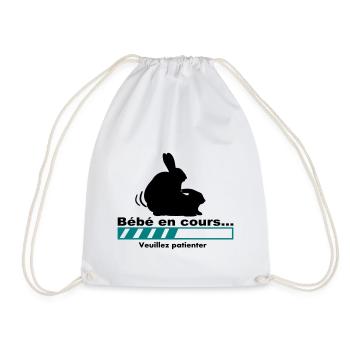 Tee shirt drôle / Bébé en cours veuillez patienter - Sac de sport léger - blanc - Devant
