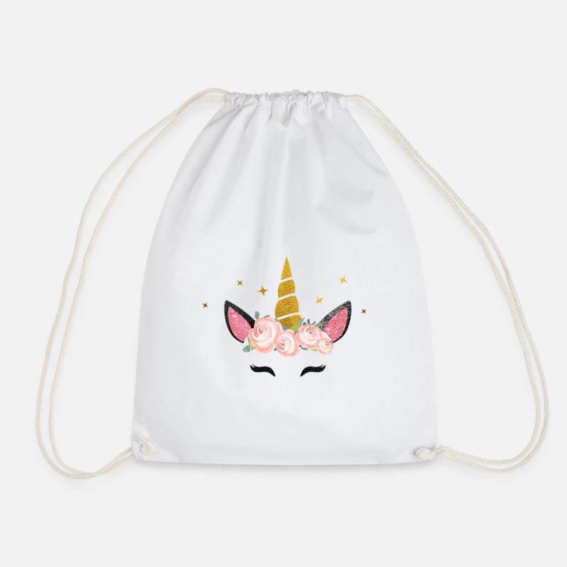 UNICORN FACE 20 25B - Drawstring Bag - white