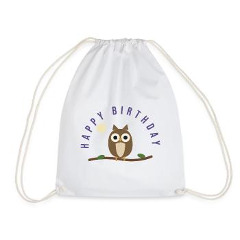 HAPPY BIRTHDAY. HAPPY BIRTHDAY. ANNIVERSARY. - Drawstring Bag - white - Front