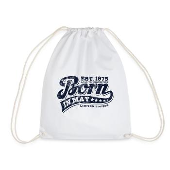 Born in May 1975 - Geburtstag - Geschenk - Turnbeutel - Weiß - Vorne