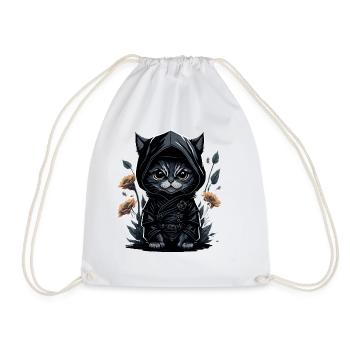 Go on adventures with the ninja cat - Drawstring Bag - white - Front