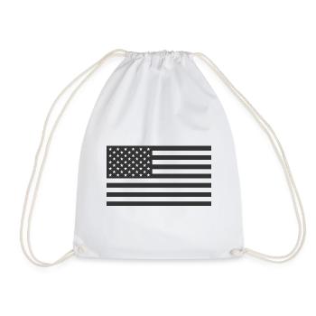 USA flag black white - Drawstring Bag - white - Front
