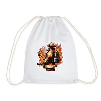 Firefighter / Fire / Fire / Extinguish / Hero - Drawstring Bag - white - Front