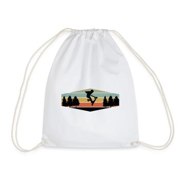 Vintage retro stunt scooter rider - Drawstring Bag - white - Front
