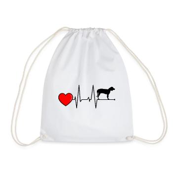 German Brandlbracke Dog Heartbeat Black - Drawstring Bag - white - Front