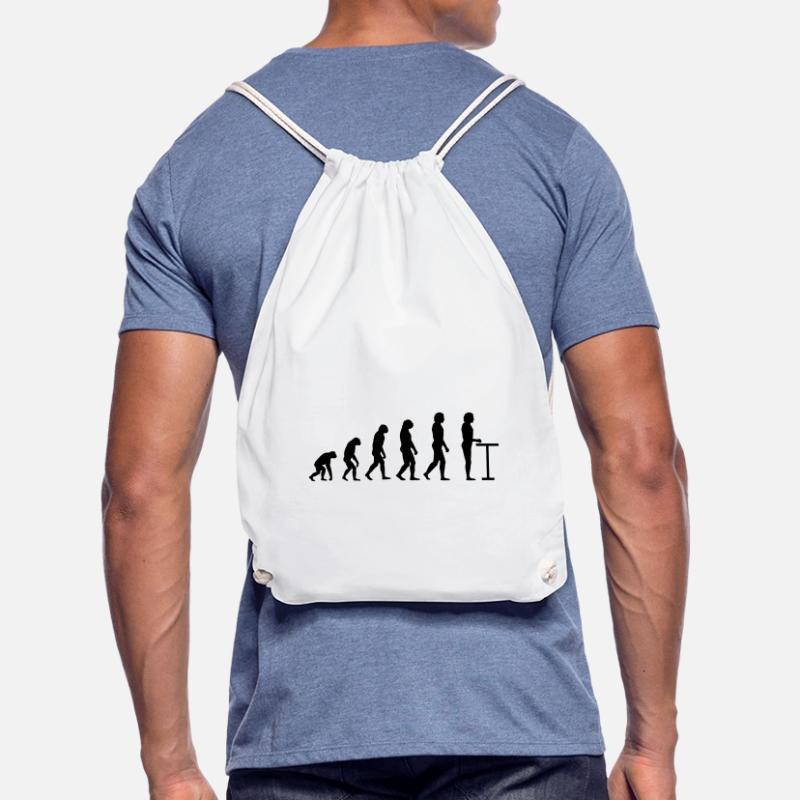 Evolution at the bar table Drawstring Bag