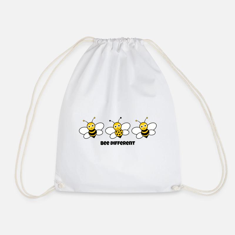 Spruch "bee different" mit niedlichen Bienen - Turnbeutel - Weiß