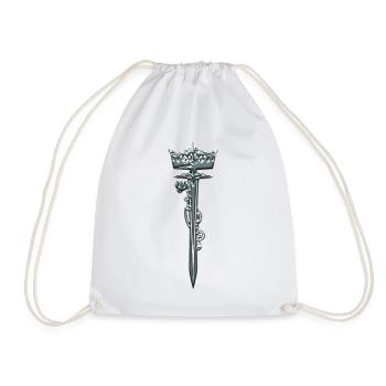 sword krown - Drawstring Bag - white - Front
