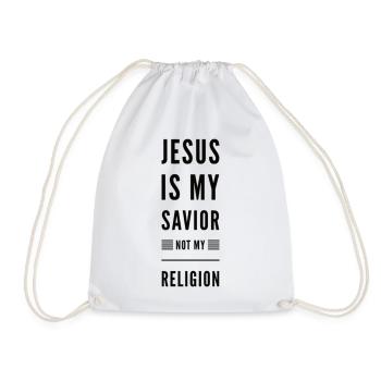 Jesus Is My Savior Not My Religion - Drawstring Bag - white - Front