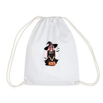 Sorcière Femme Halloween Costume Cadeau Citrouille - Sac de sport léger - blanc - Devant