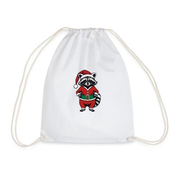 Cadeau de Noël du Père Noël raton laveur - Sac de sport léger - blanc - Devant