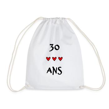 30 ANS. 30e ANNIVERSAIRE. ANNIVERSAIRE 30 ANS. 30 - Sac de sport léger - blanc - Devant