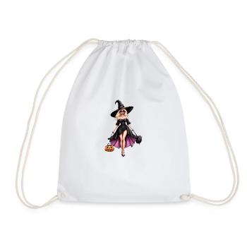 Sorcière Femme Halloween Costume Cadeau Citrouille - Sac de sport léger - blanc - Devant