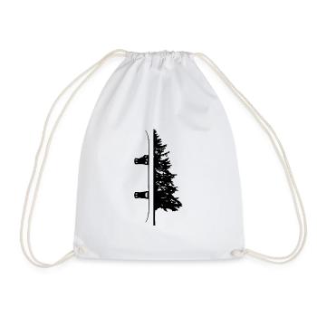 Snowboard Tree Mountains Snow Winter Sports Gift - Drawstring Bag - white - Front