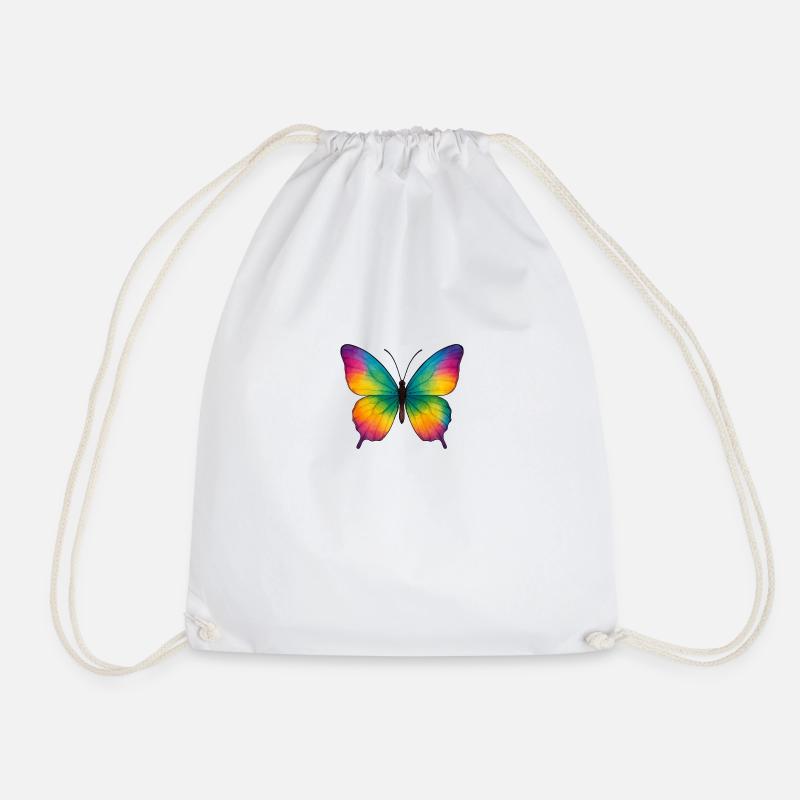 Watercolor Butterfly – Farbenfroher Schmetterling - Drawstring Bag - white