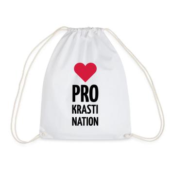 procrastination - Drawstring Bag - white - Front