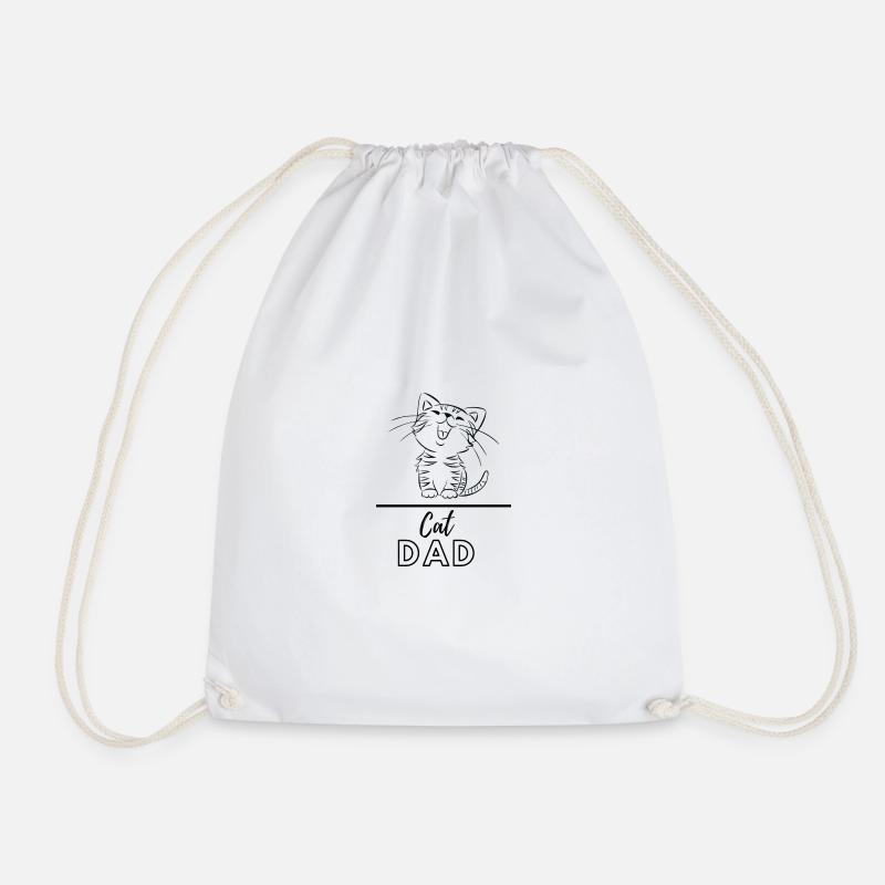 Cat Dad - Cat Daddy - Cat Love - Drawstring Bag - white