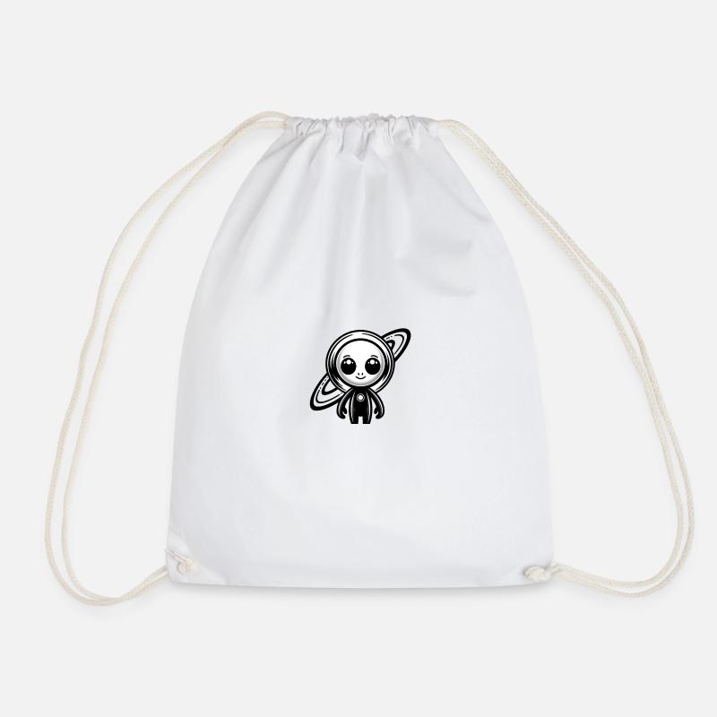 Martians with Saturn - Drawstring Bag - white