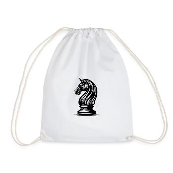 Chess Figure Horse Knight Tattoo Drawing - Drawstring Bag - white - Front